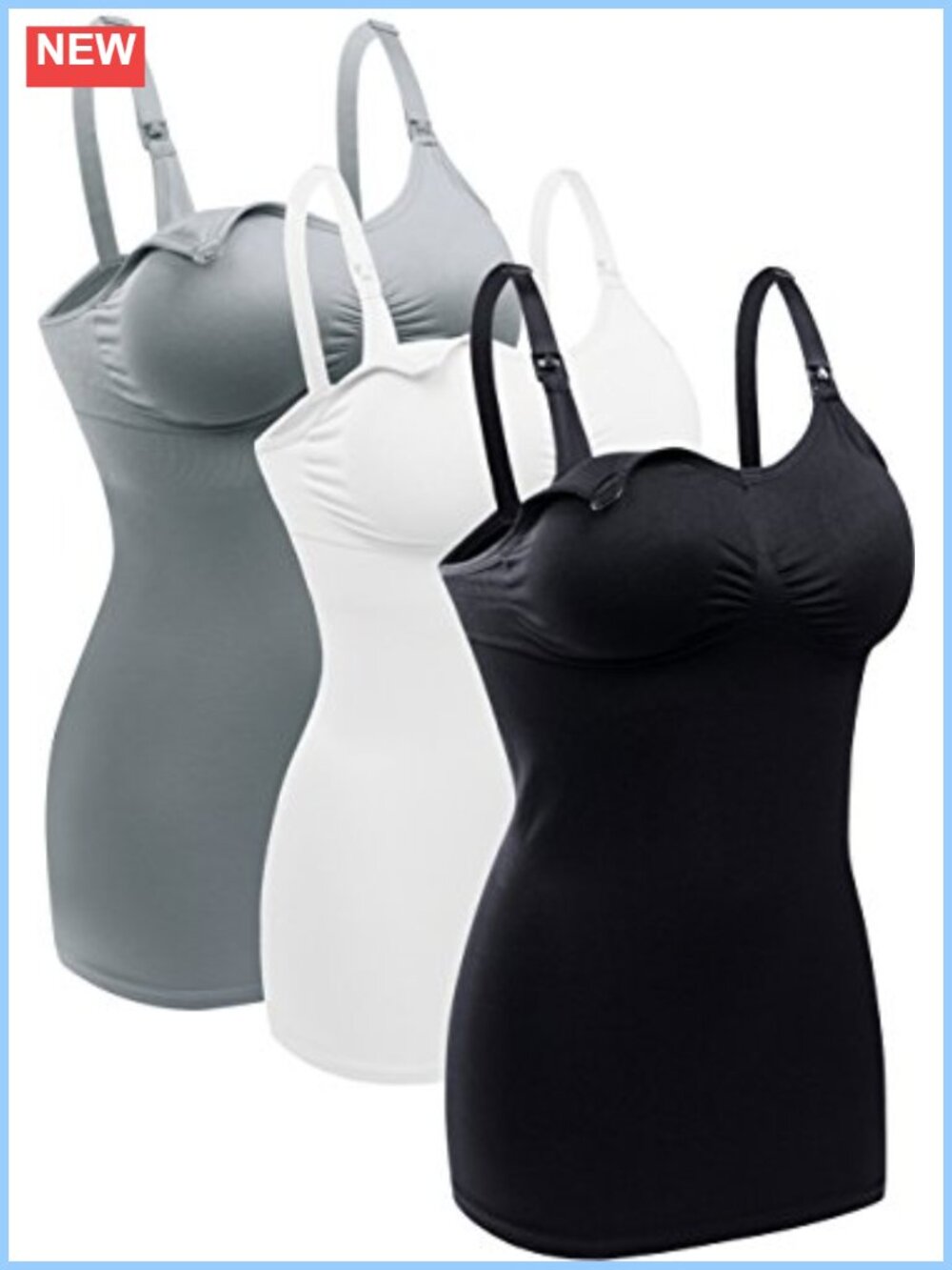 Nursing Tank Tops with Built-in Bra for Breastfeeding Maternity Cami